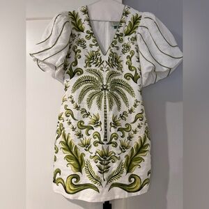 FARM Rio Milani off-white linen mini dress